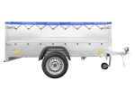 Anhänger mit faltbarer Deichsel GARDEN TRAILER 230 KIPP mit zusätzlichen Bordwänden, Stützrad und blauer Flachplane – Bild 5